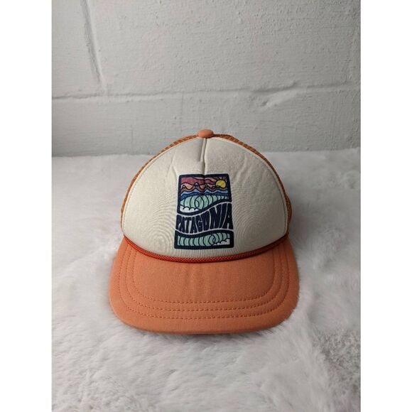 Patagonia Rope Mesh Pastel Orange Trucker Snapback Hat Cap One‎ Size Fits All - Picture 1 of 5